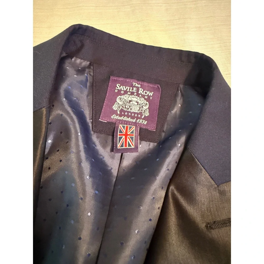 The Savile Row Company Savoy Navy Blue Tuxedo Jacket Satin Peak Lapel 40L Mens